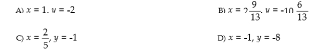 Solve the system of equations using the addition method: 2x + 3y = -26 5x - y = 3
