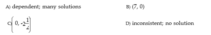 Solve the system of equations using the addition method: x - 3y = 7 -2x + 6y = -14
