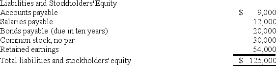<strong>The following partial balance sheet is provided for Groom Company: What is the company's debt to assets ratio? (Rounded to nearest whole percent. )</strong> A)49% B)16% C)33% D)Cannot be determined with the information given.