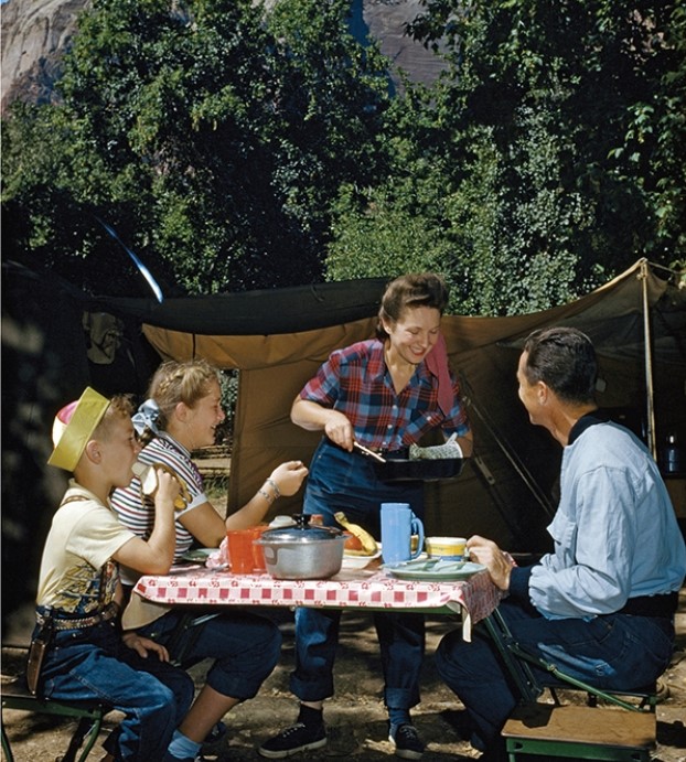 <strong>For the following question,refer to the following photograph of a family at Zion National Park,Utah,in the 1950s. Which of the following groups would be most likely to reject the ideas depicted in the photograph above?</strong> A) Conservatives B) The middle class C) The counterculture D) The working class