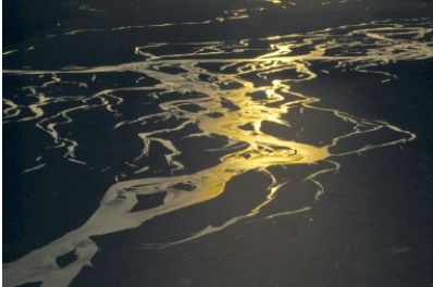 <strong>In the figure below, the __________stream is common in areas of glaciers. </strong> A)meandering B)braided C)anastomosing D)straight E)oxbow lake