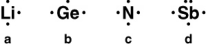 <strong>Which one of the following Lewis symbols is correct? </strong> A)a B)b C)c D)d E)none of these is correct