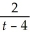 <strong>The domain of f(t)= is</strong> A) all real numbers B) all real numbers except 0 C) all real numbers except 2 D) all real numbers except 4 E) all real numbers except 2 and 4