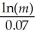 The number of years it takes for an amount which is invested at an annual rate of 7% and compounded continuously to become m times as large is a function of the enlargement factor given t(m)= .Use a graphics calculator to find how many times larger (to the nearest whole number increment)the investment will be in 10,20,30,and 40 years.