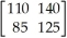 An office furniture company manufactures desks and tables at two plants,A and B.Matrix J represents the production of the two plants in January,and matrix F represents the production of the two plants in February.Use the matrix operations on a graphing calculator to write a matrix that represents the total product at the two plants for the two months. J = ; F =