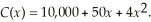 The cost C of producing x units of a certain product is given by Find C(x)and discuss what this means.