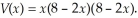 An open box is formed by cutting a square piece out of each corner of a 8-inch by 8-inch piece of metal.If each side of the squares cut out is x inches long,the volume of the box is given by This problem only makes sense when this volume is positive.Find the values of x for which the volume is positive.