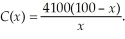 The cost C of processing exhaust gases so that you remove all but x percent of the pollutants is given by Find the values of x for which C < 0.Discuss the meaning of the results.