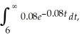 The probability density function for the life span of an electronics part is where t is the number of months in service.Find the probability that the part lasts longer than 6 months.