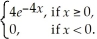 The random variable X has density function f(x)= Find P(X > 2).Give answer in terms of e.