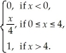 Suppose the cumulative distribution function for the random variable X is given by F(x)= Find P(1 < X < 3).