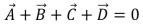 <strong>Four vectors all have the same magnitude.The angle \theta between adjacent vectors is 45 ° as shown.The correct vector equation is: </strong> A) B) C) D) E)