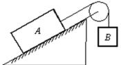 <strong>Block A, with a mass of 10 kg, rests on a 35°incline.The coefficient of static friction is 0.40.An attached string is parallel to the incline and passes over a massless, frictionless pulley at the top.The largest mass m<sub>B</sub>, of block B, attached to the dangling end, for which A begins to slide down the incline, is: </strong> A)2.5 kg B)3.5 kg C)5.9 kg D)9.0 kg E)10.5 kg