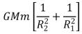 <strong>A spaceship is returning to Earth with its engine turned off.Consider only the gravitational field of Earth.Let M be the mass of Earth, m be the mass of the spaceship, and R be the distance from the center of Earth.In moving from position 1 to position 2 the kinetic energy of the spaceship increases by:</strong> A) B) C) D) E)