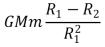 <strong>A spaceship is returning to Earth with its engine turned off.Consider only the gravitational field of Earth.Let M be the mass of Earth, m be the mass of the spaceship, and R be the distance from the center of Earth.In moving from position 1 to position 2 the kinetic energy of the spaceship increases by:</strong> A) B) C) D) E)