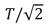 <strong>A simple harmonic oscillator consists of a mass m and an ideal spring with spring constant k.The particle oscillates as shown in (i)with period T.If the spring is cut in half and used with the same particle, as shown in (ii), the period will be: </strong> A)2T B) C) D)T E)T/2