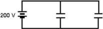  <strong>To store a total of 0.040 J of energy in the two identical capacitors shown, each should have a capacitance of:  </strong> A)0.50  \mu F B)1.0  \mu F C)1.5  \mu F D)2.0 \mu F E)4.0  \mu F <div style=padding-top: 35px>  