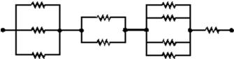 <strong>Each of the resistors in the diagram is 12 \Omega .The resistance of the entire circuit is: </strong> A)5.8 \Omega B)25 \Omega C)48 \Omega D)120 \Omega E)none of these