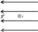 The figure shows a uniform magnetic field directed to the left and a wire carrying a current into the page.The magnetic force acting on the wire is: