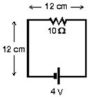 <strong>The circuit shown is in a uniform magnetic field that is into the page.The current in the circuit is 0.20 A.At what rate is the magnitude of the magnetic field changing? Is it increasing or decreasing? </strong> A)0 T/s B)140 T/s, decreasing C)140 T/s, increasing D)420 T/s, decreasing E)420 T/s, increasing