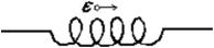 <strong>The diagram shows an inductor that is part of a circuit.The direction of the emf induced in the inductor is indicated.Which of the following is possible? </strong> A)The current is constant and rightward B)The current is constant and leftward C)The current is increasing and rightward D)The current is increasing and leftward E)None of the above