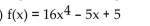 <strong>State the degree and leading coefficient of the polynomial function. </strong> A) Degree: 6; leading coefficient: 16 B) Degree: 5; leading coefficient: 16 C) Degree: 16; leading coefficient: 4 D) Degree: 4; leading coefficient: 16