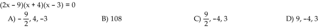 Solve the polynomial equation.