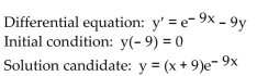 <strong>Determine if the given function y = f(x) is a solution of the accompanying differential equation. </strong> A) Yes B) No