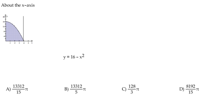 Find the volume of the solid generated by revolving the shaded region about the given axis.