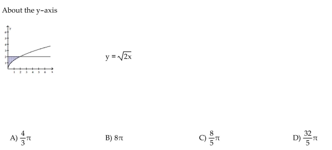 Find the volume of the solid generated by revolving the shaded region about the given axis.