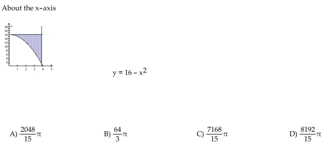 Find the volume of the solid generated by revolving the shaded region about the given axis.