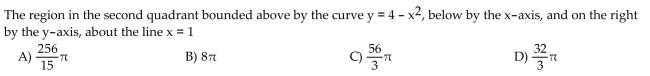 Find the volume of the solid generated by revolving the region about the given line.