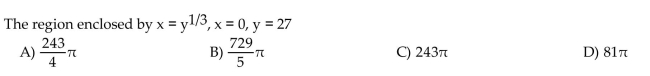 Find the volume of the solid generated by revolving the region about the y-axis.