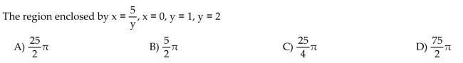 Find the volume of the solid generated by revolving the region about the y-axis.