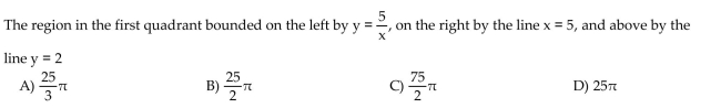 Find the volume of the solid generated by revolving the region about the y-axis.
