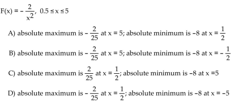 Find the absolute extreme values of the function on the interval.