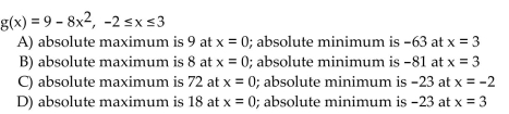 Find the absolute extreme values of the function on the interval.