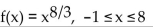 <strong>Find the absolute extreme values of the function on the interval. </strong> A) absolute maximum is 512 at x = 8; absolute minimum is 0 at x = 01 B) absolute maximum is 256 at x = 8; absolute minimum is 0 at x = 01 C) absolute maximum is 256 at x = 8; absolute minimum is 1 at x = -1 D) absolute maximum is 256 at x = 8; absolute minimum does not exist