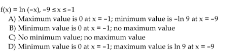 Find the absolute extreme values of the function on the interval.