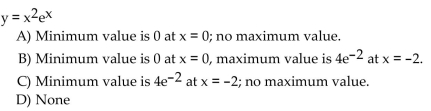 Find the extreme values of the function and where they occur.