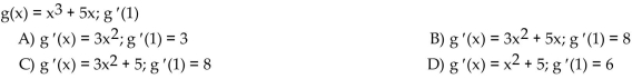 Calculate the derivative of the function. Then find the value of the derivative as specified.