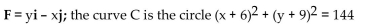<strong>Calculate the flux of the field F across the closed plane curve C. </strong> A) 0 B) -288 C) 144 D) -144