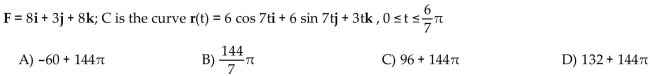 Calculate the flow in the field F along the path C.