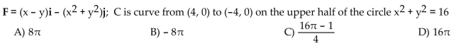 Calculate the flow in the field F along the path C.