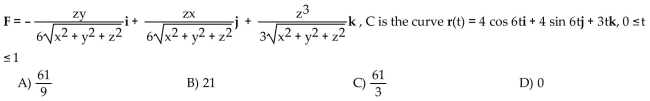 Calculate the flow in the field F along the path C.