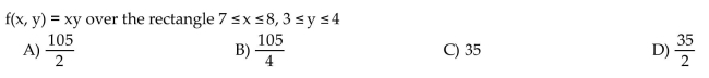 Integrate the function f over the given region.