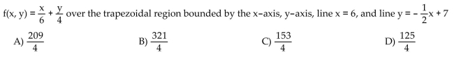 Integrate the function f over the given region.