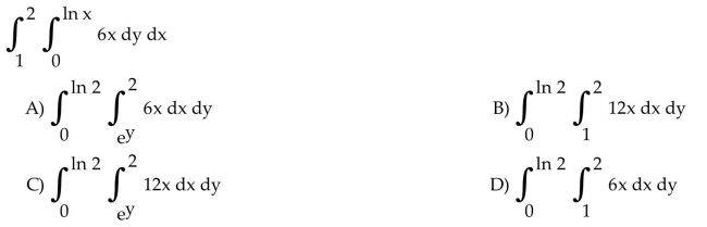 Write an equivalent double integral with the order of integration reversed.