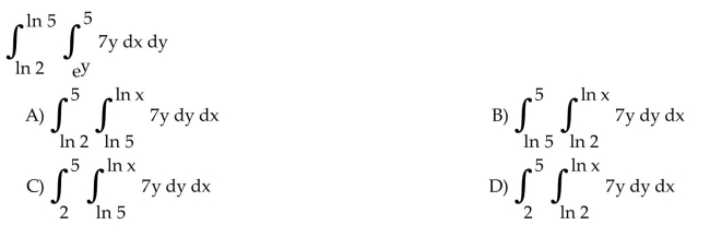 Write an equivalent double integral with the order of integration reversed.