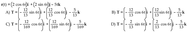 Find the unit tangent vector of the given curve.